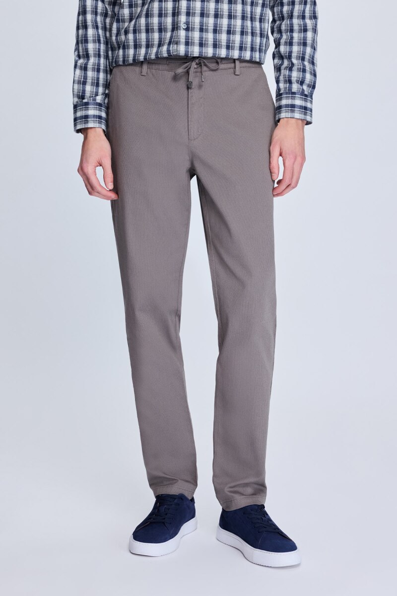 Gri Dinamik Fit Desenli Yandan Cepli Casual Jogger Pantolon - Hatem Saykı