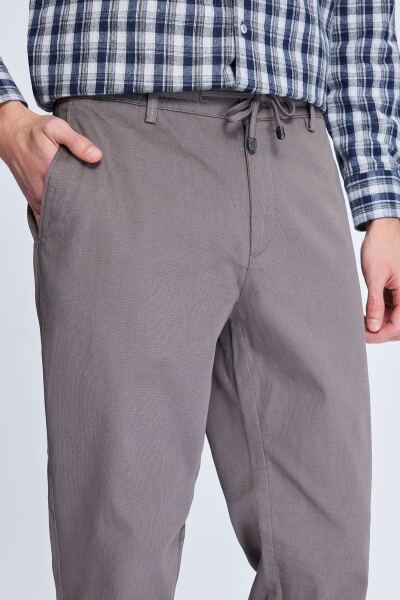 Gri Dinamik Fit Desenli Yandan Cepli Casual Jogger Pantolon - 3