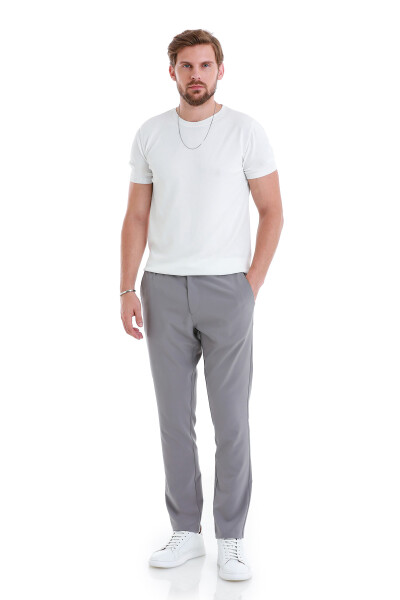 Gri Dinamik Fit Düz Yandan Cepli Jogger Pantolon - 2