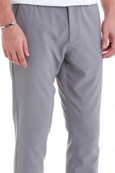 Gri Dinamik Fit Düz Yandan Cepli Jogger Pantolon - 4