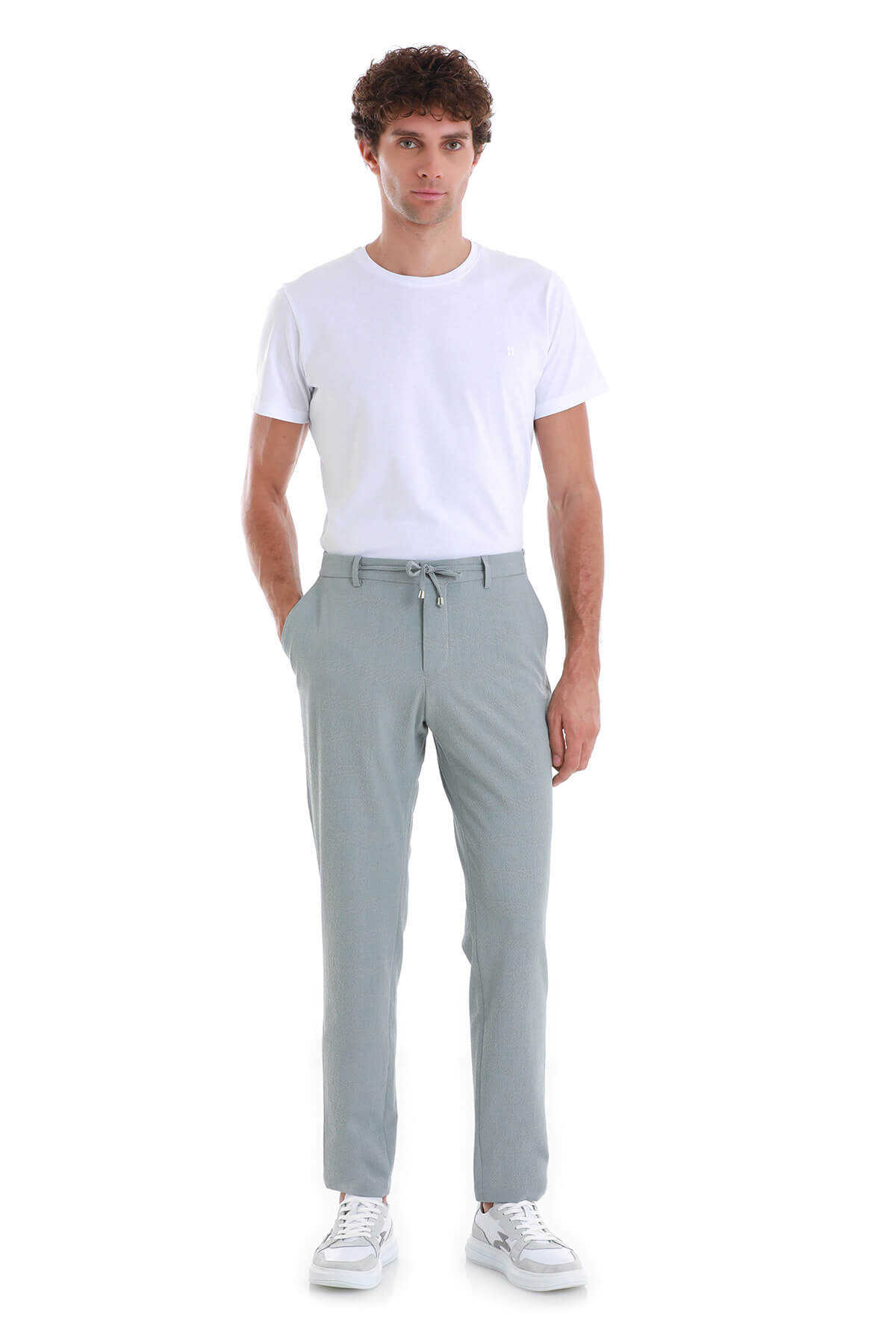 Gri Dinamik Fit Kareli Yandan Cepli Jogger Pantolon - 2