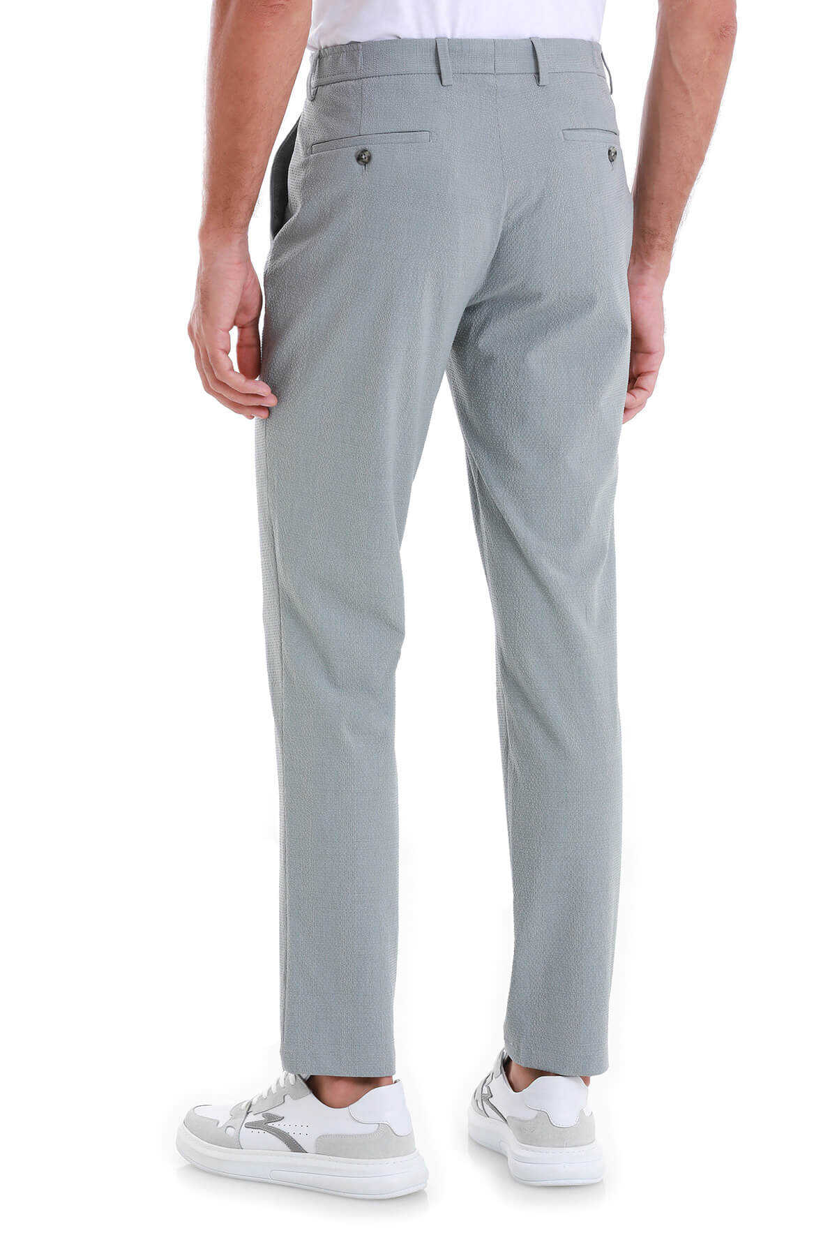 Gri Dinamik Fit Kareli Yandan Cepli Jogger Pantolon - 5