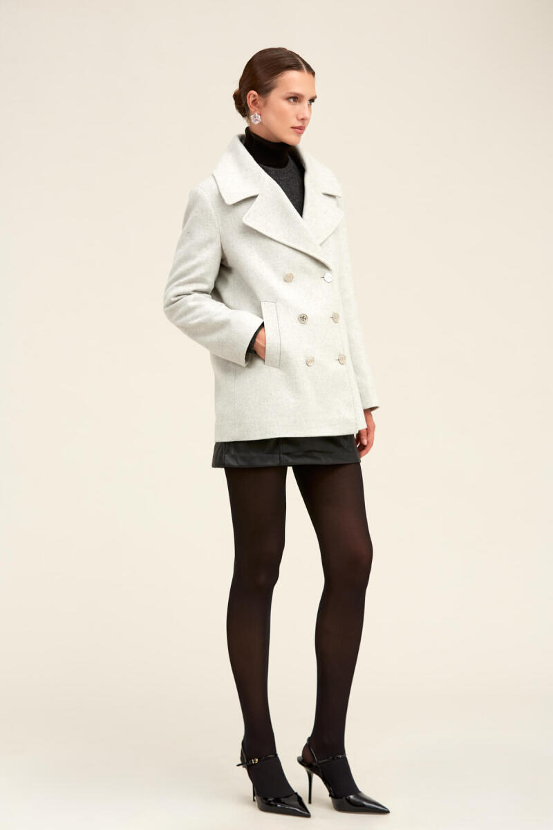 Saykı Woman Gri Dinamik Fit Kruvaze Kaşe Mont - Saykı Woman (1)