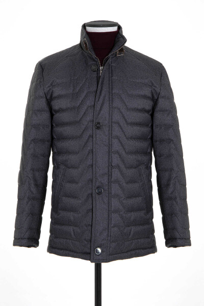 Gri Hakim Yaka Kapitone Mont - 1