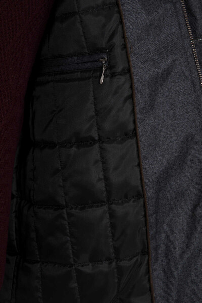 Gri Hakim Yaka Kapitone Mont - 3