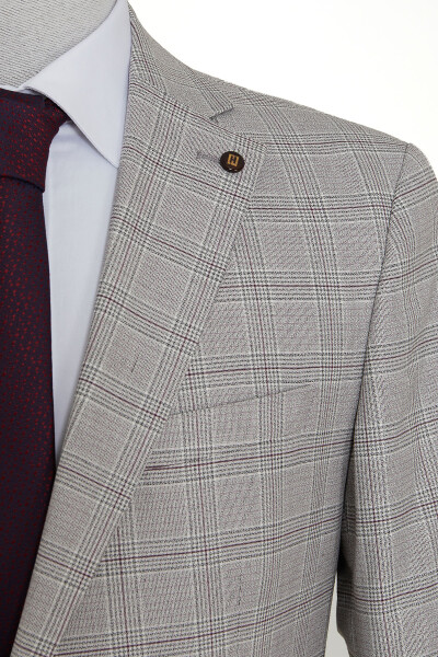 Gri Klasik Ekose Ceket - 3