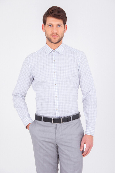 Gri Kareli Slim Fit Gömlek - 2