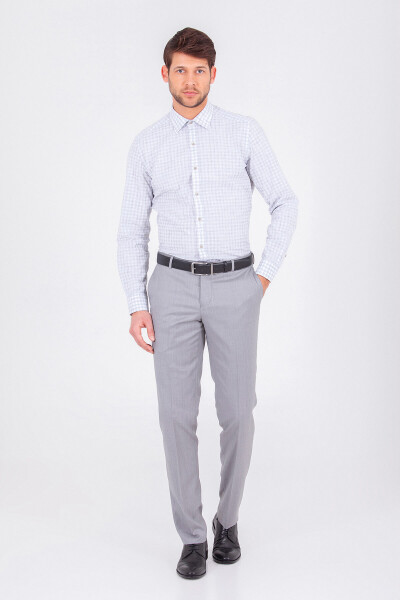 Gri Kareli Slim Fit Gömlek - 3
