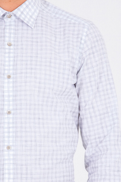 Gri Kareli Slim Fit Gömlek - 4