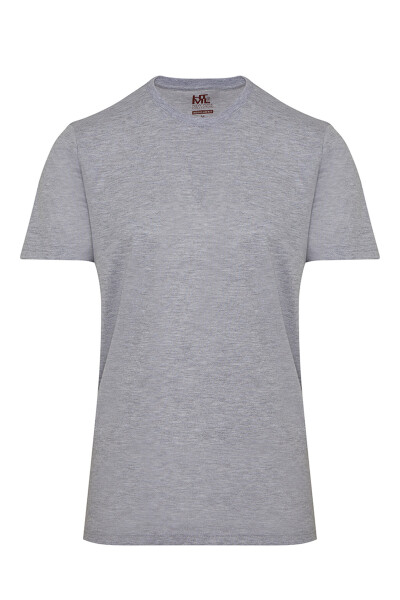 Gri ve Turuncu Regular Fit %100 Pamuk Bisiklet Yaka İkili Paket Basic Tişört - 2