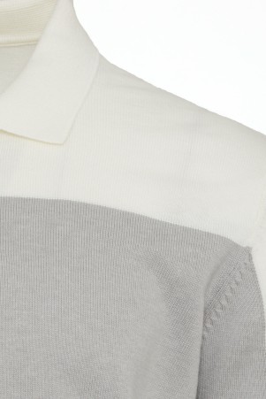 Gri Regular Fit Desenli Polo Yaka Pamuklu Triko Kazak - 3