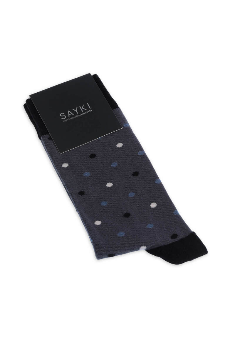 Gri Puantiyeli Pamuklu Soket Çorap - HATEM SAYKI