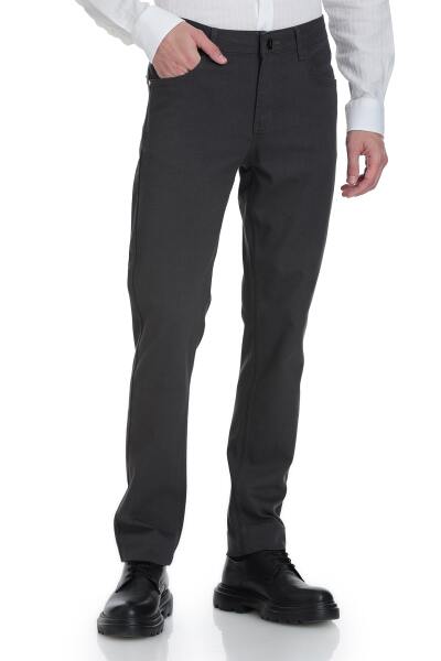 Gri Rahat Kesim 5 Cep Pamuklu Kanvas Pantolon - 1