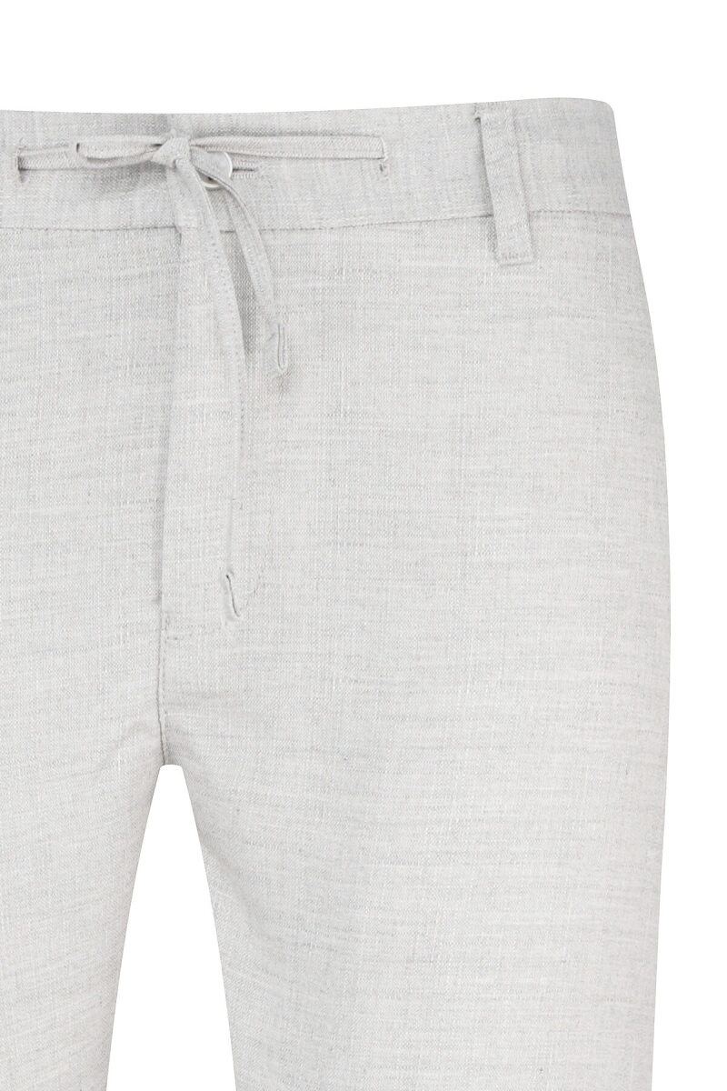 Gri Rahat Kesim Çizgili Yandan Cepli Keten Jogger Pantolon - Saykı (1)