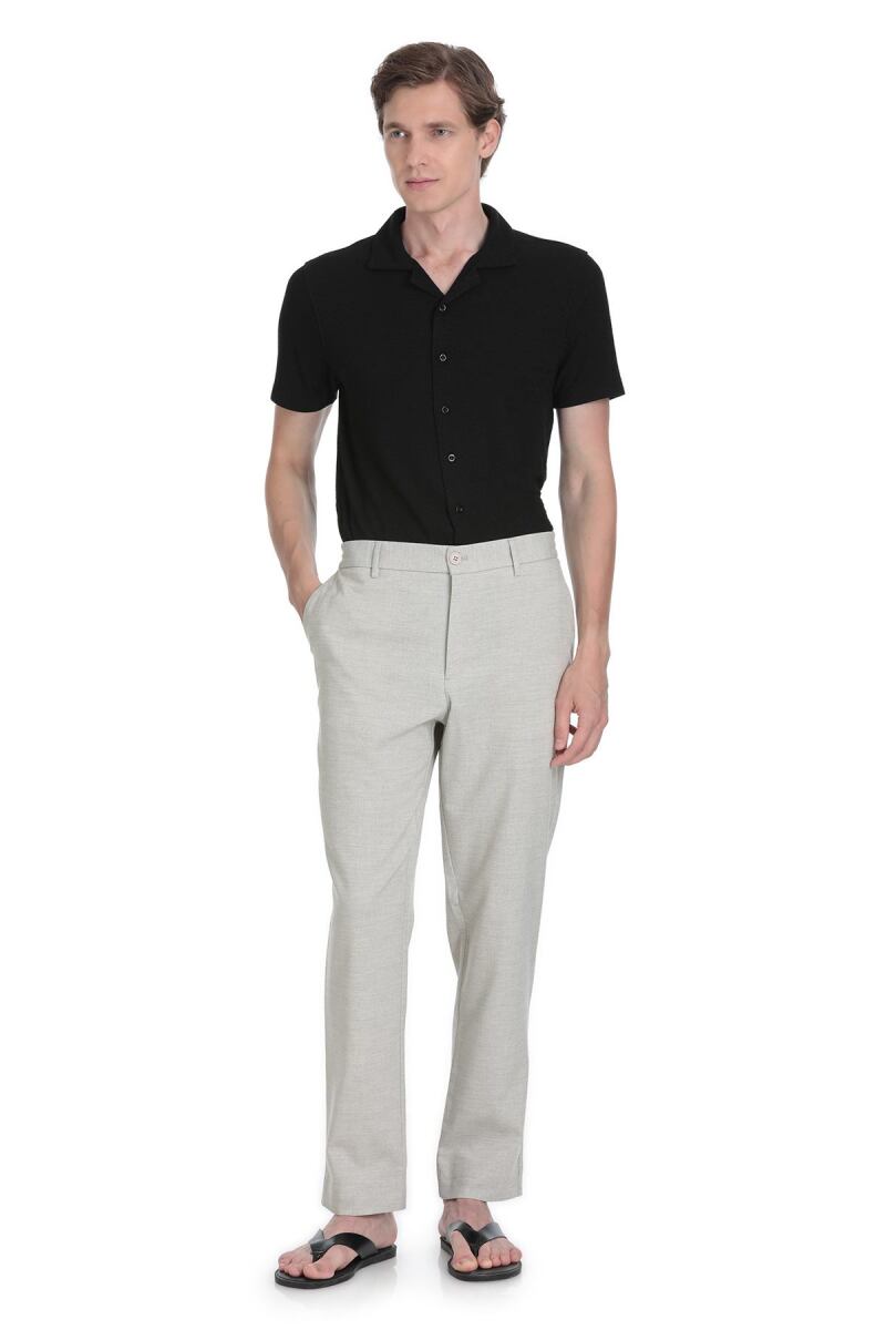 Gri Rahat Kesim Yandan Cepli Keten Jogger Pantolon - Saykı (1)