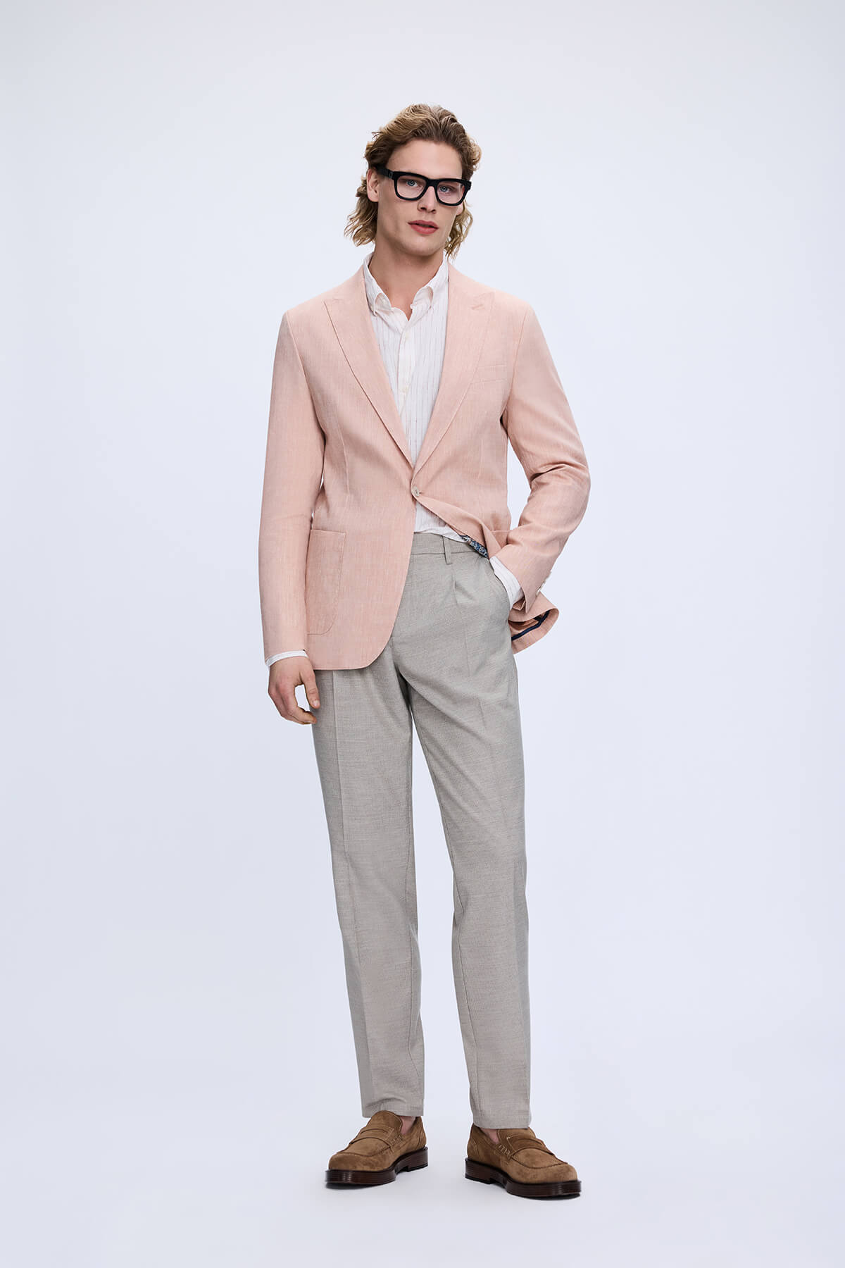 Gri Rahat Kesim Yandan Cepli Keten Jogger Pantolon - 2