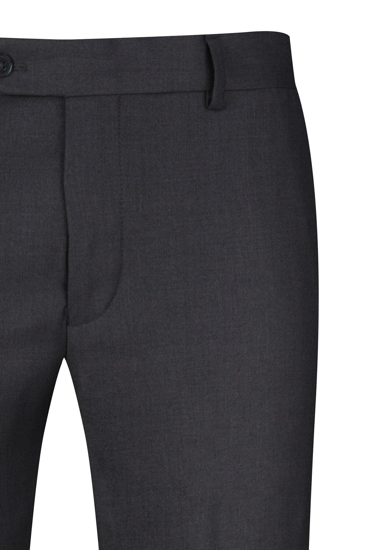 Gri Rahat Kesim Yandan Cepli Kumaş Pantolon - 2