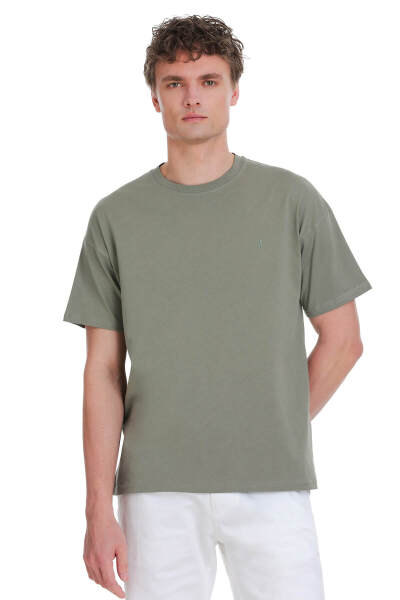 Gri Regular Fit 100% Pamuk Bisiklet Yaka Oversize Tişört 