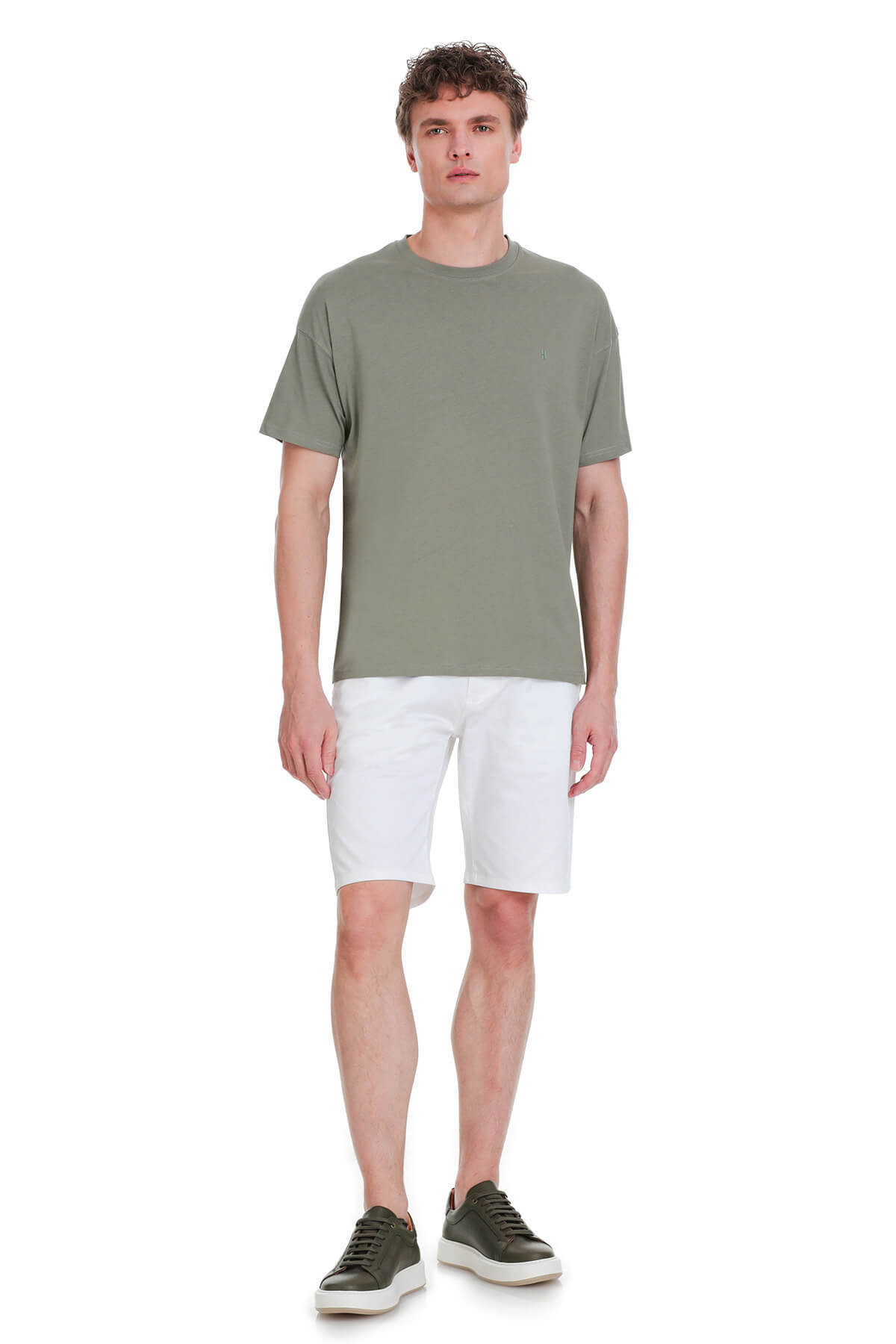 Gri Regular Fit 100% Pamuk Bisiklet Yaka Oversize Tişört - 2