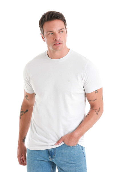 Gri Regular Fit Bisiklet Yaka 100% Pamuk Tişört - 4