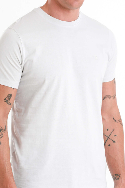 Gri Regular Fit Bisiklet Yaka 100% Pamuk Tişört - 5