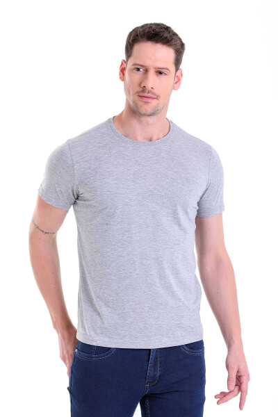 Gri Regular Fit Bisiklet Yaka 100% Pamuk Tişört 