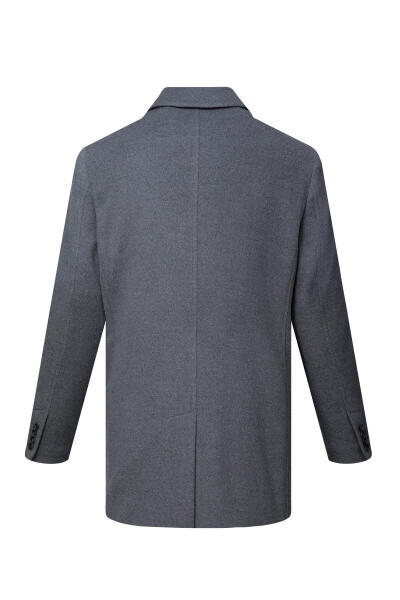 Gri Regular Fit Bebe Yaka Yünlü Kaşe Palto - 3