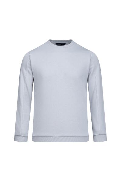 Gri Regular Fit Bisiklet Yaka 100% Pamuk Sweatshirt - 1