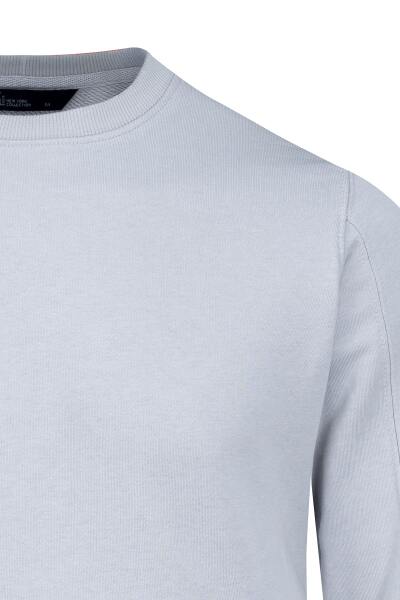 Gri Regular Fit Bisiklet Yaka 100% Pamuk Sweatshirt - 2