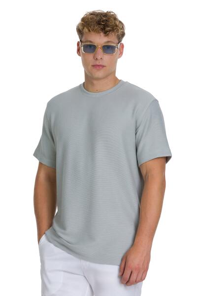 Gri Regular Fit Bisiklet Yaka Basic Tişört 