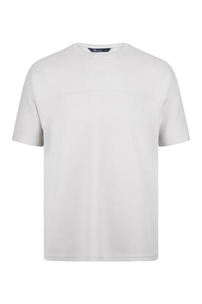 Gri Regular Fit Bisiklet Yaka Oversize Tişört 