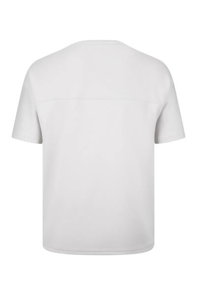 Gri Regular Fit Bisiklet Yaka Oversize Tişört - 2