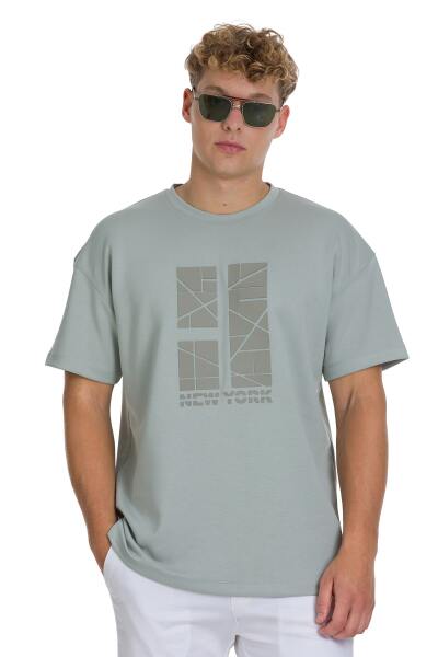 Gri Regular Fit Bisiklet Yaka Oversize Tişört 