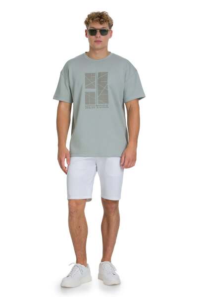 Gri Regular Fit Bisiklet Yaka Oversize Tişört - 2