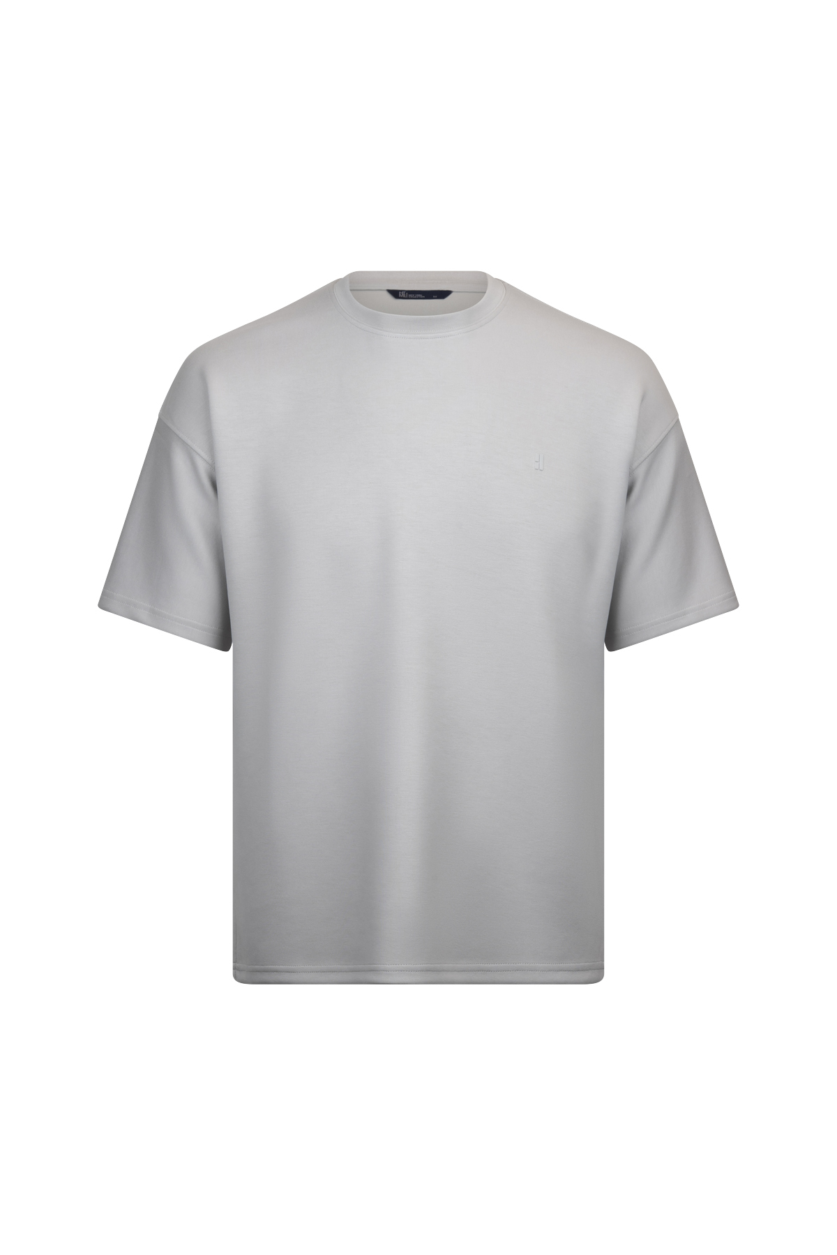 Gri Regular Fit Bisiklet Yaka Oversize Tişört - 1