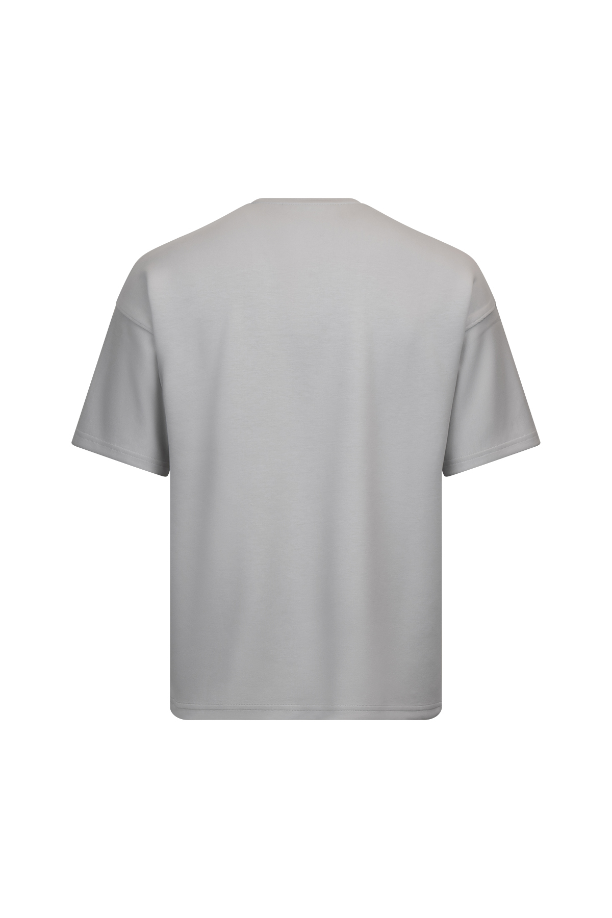 Gri Regular Fit Bisiklet Yaka Oversize Tişört - 2