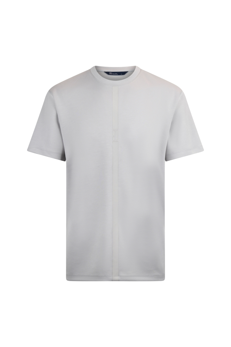 Gri Regular Fit Bisiklet Yaka Pamuklu Basic Tişört - HTML