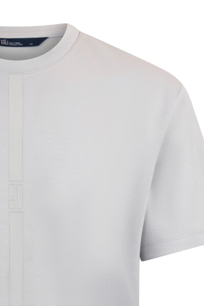 Gri Regular Fit Bisiklet Yaka Pamuklu Basic Tişört - 3