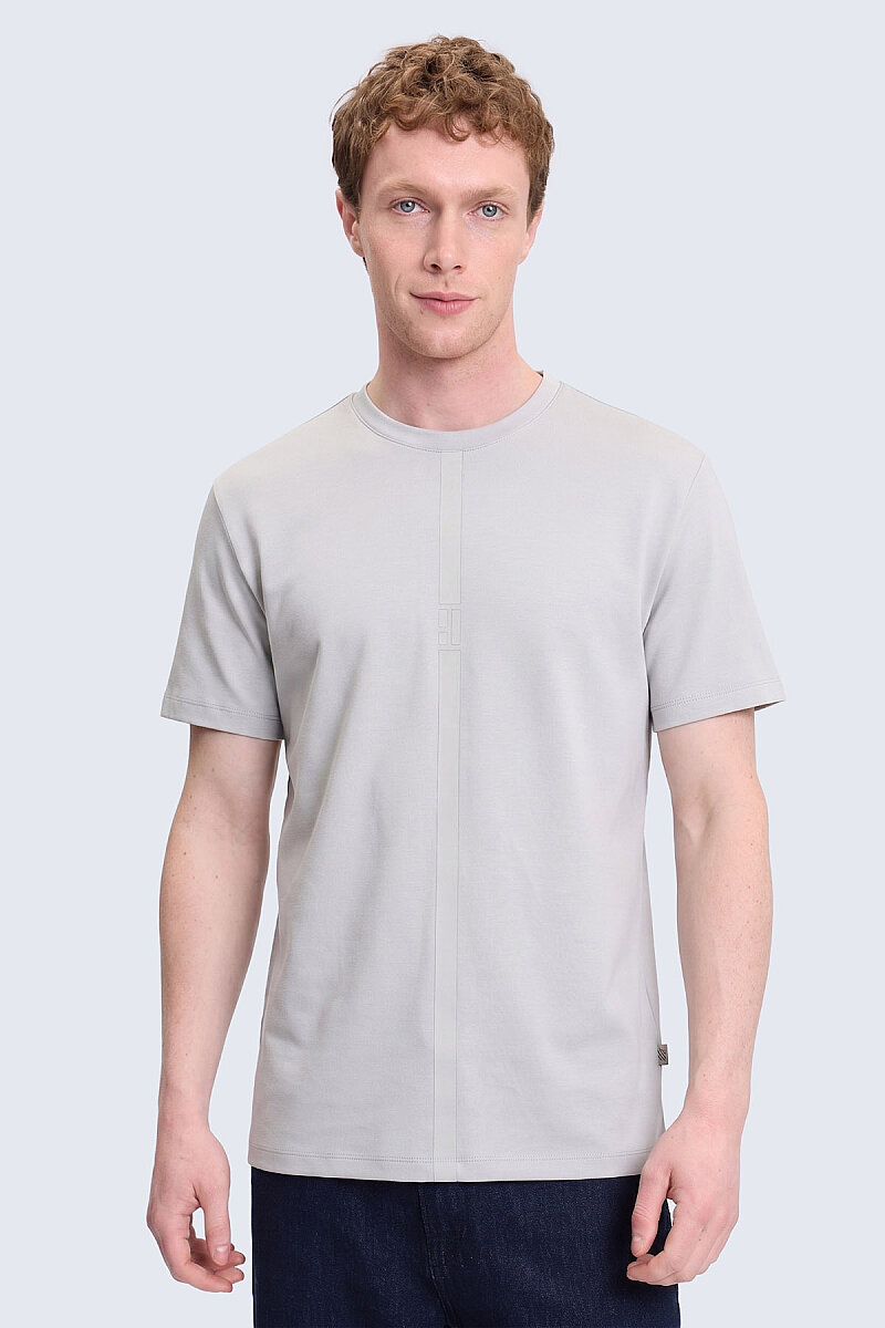 Gri Regular Fit Bisiklet Yaka Pamuklu Basic Tişört