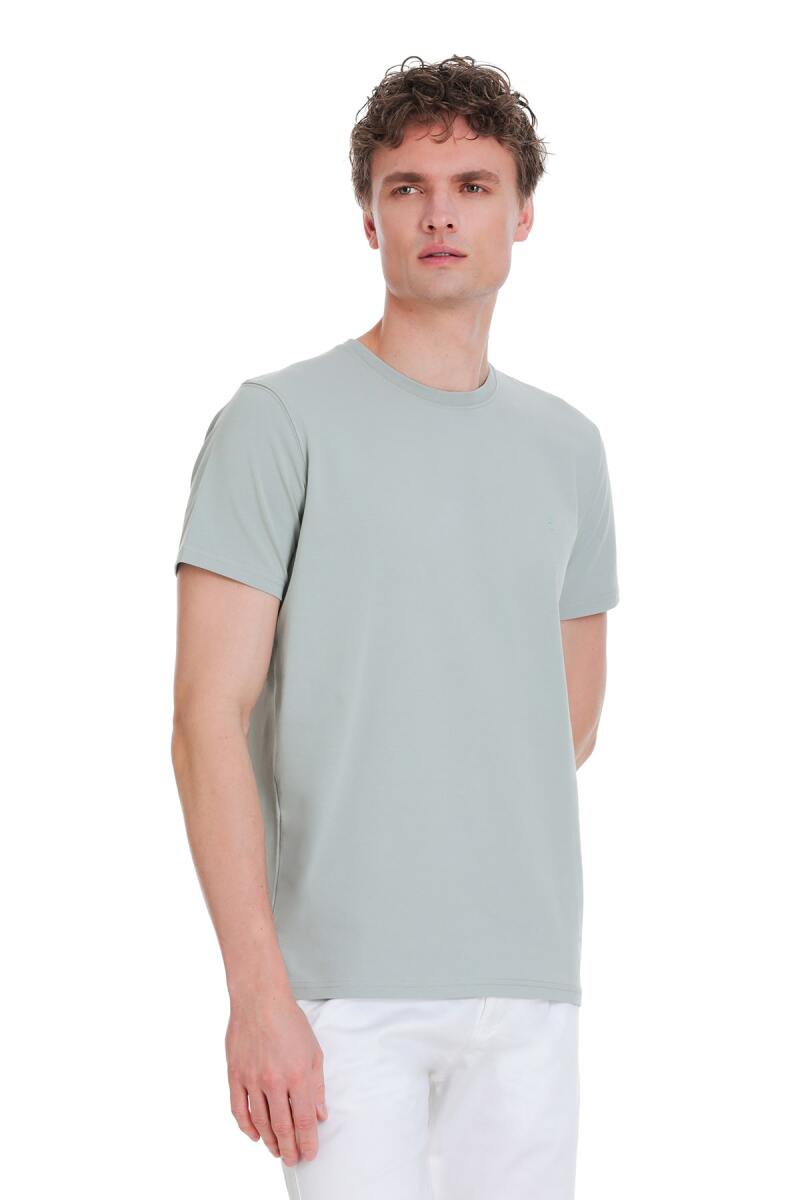 Gri Regular Fit Bisiklet Yaka Pamuklu Tişört - HTML (1)