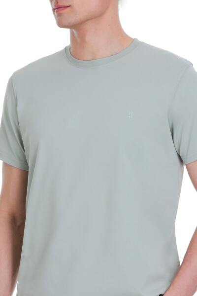 Gri Regular Fit Bisiklet Yaka Pamuklu Tişört - 4