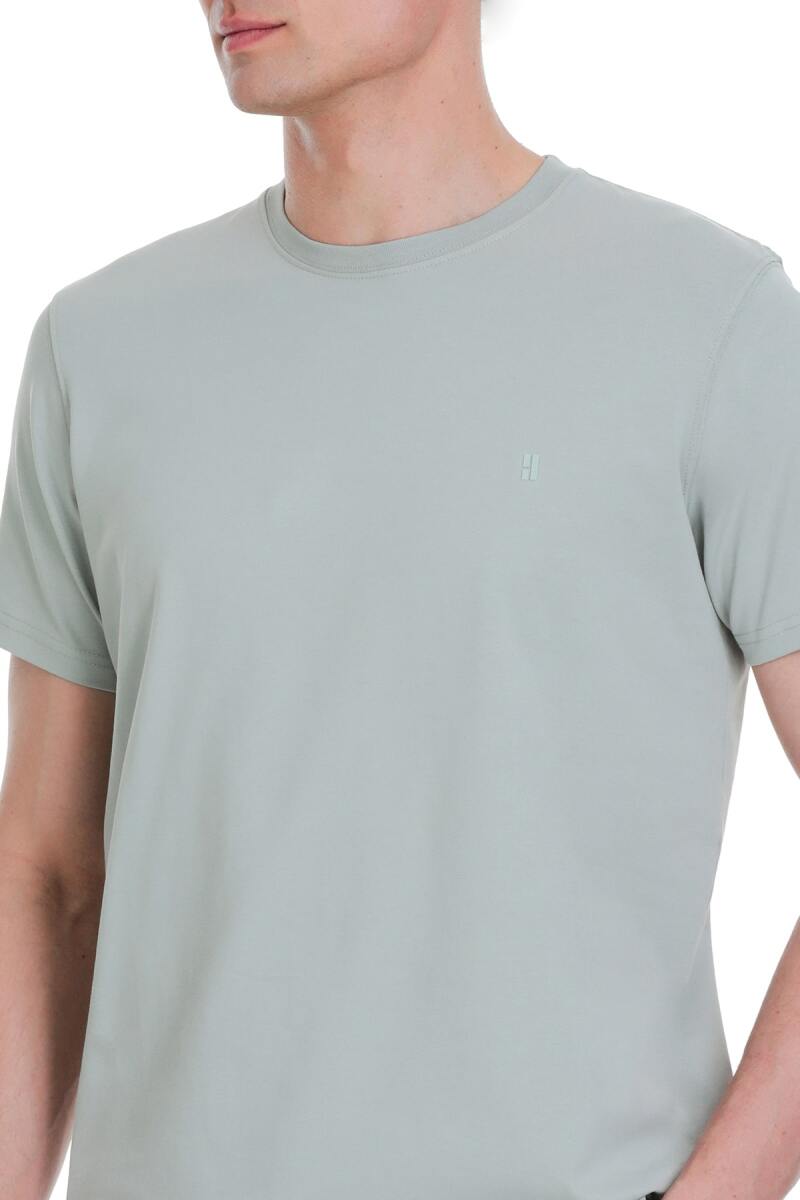 Gri Regular Fit Bisiklet Yaka Pamuklu Tişört - HTML (1)