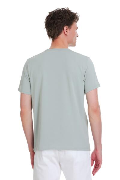 Gri Regular Fit Bisiklet Yaka Pamuklu Tişört - 5