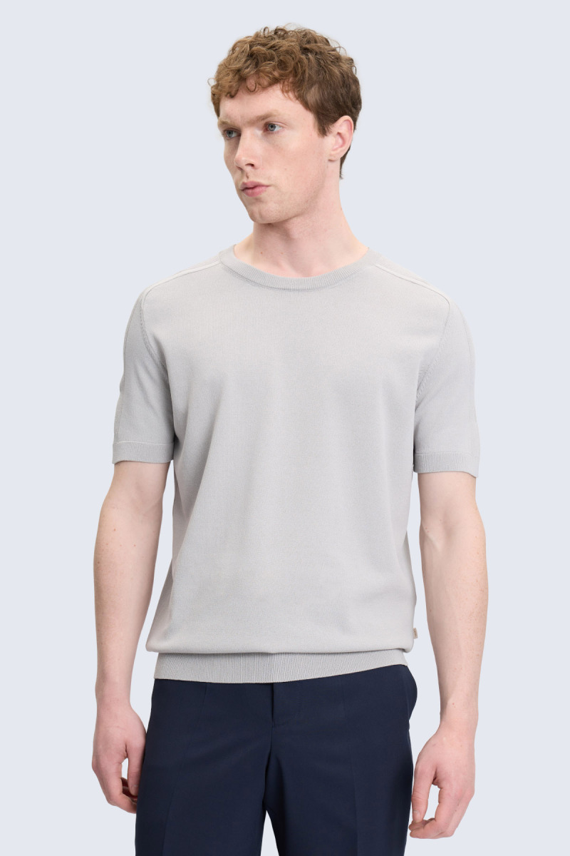 Gri Regular Fit Bisiklet Yaka Rayon Tişört