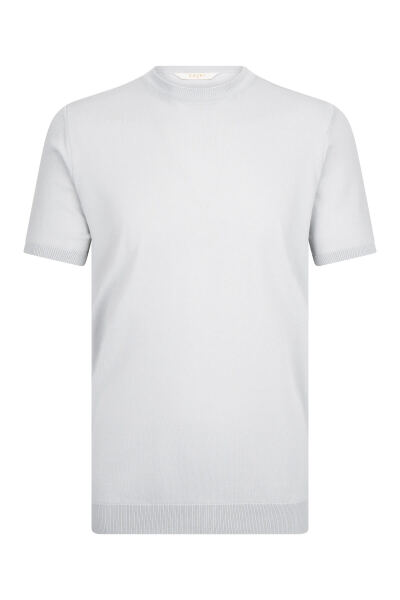 Gri Regular Fit Bisiklet Yaka Rayon Tişört 