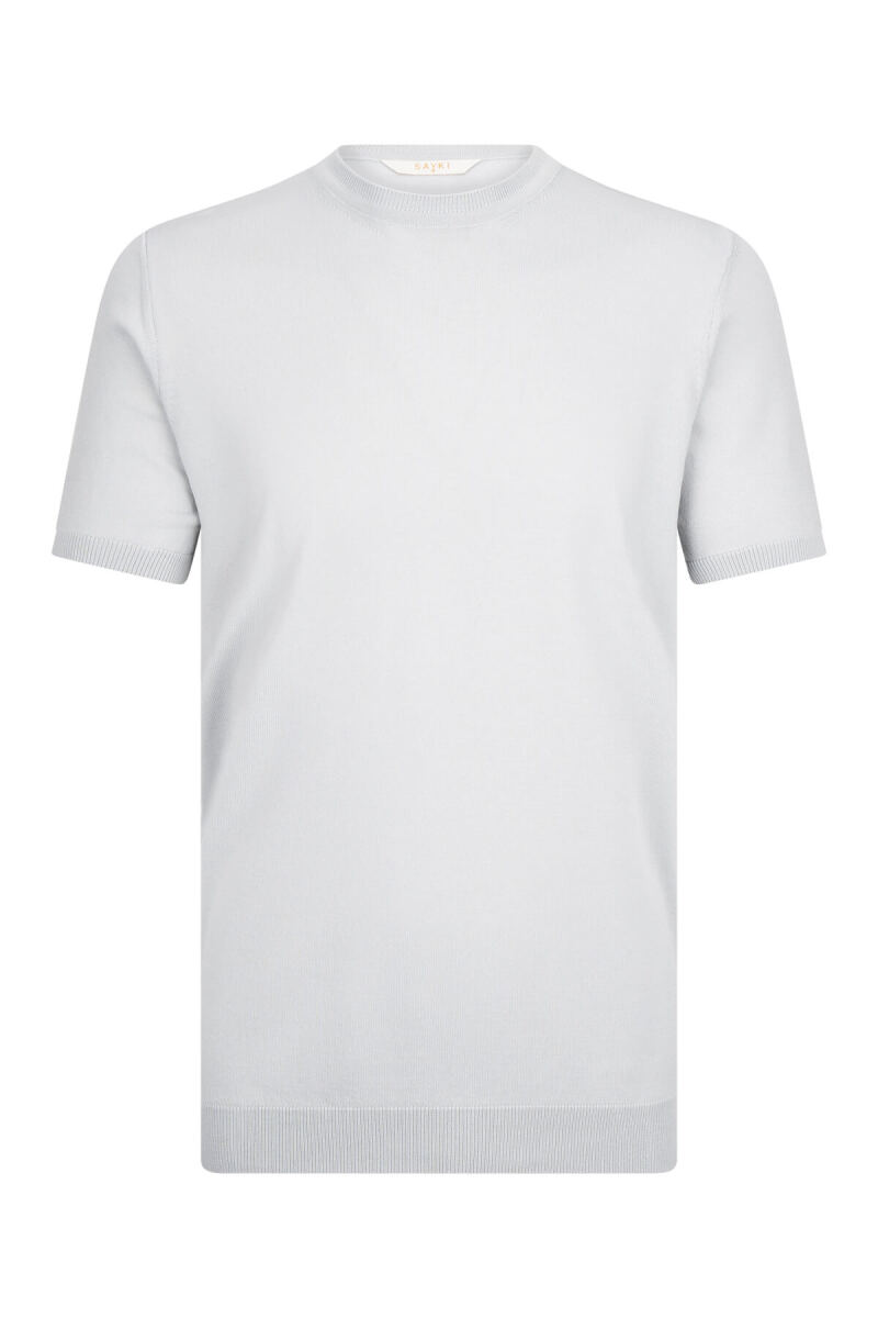 Gri Regular Fit Bisiklet Yaka Rayon Tişört - Saykı