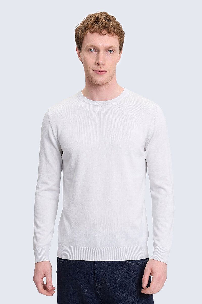 Gri Regular Fit Bisiklet Yaka Rayon Triko Kazak