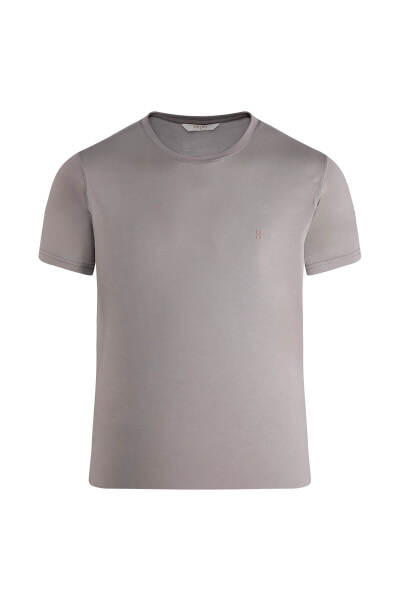 Gri Regular Fit Bisiklet Yaka Tişört 