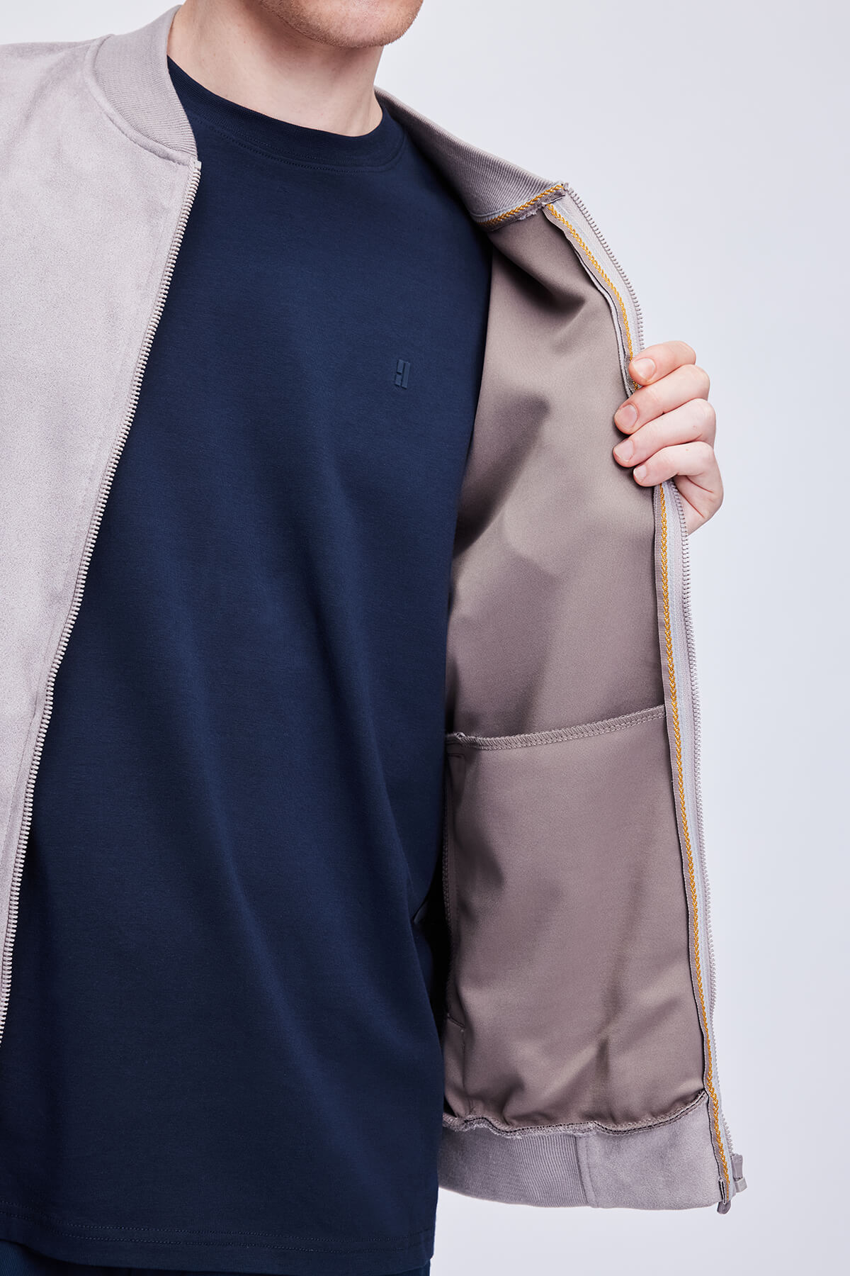 Gri Regular Fit Bomber Yaka Bomber Ceket - 4