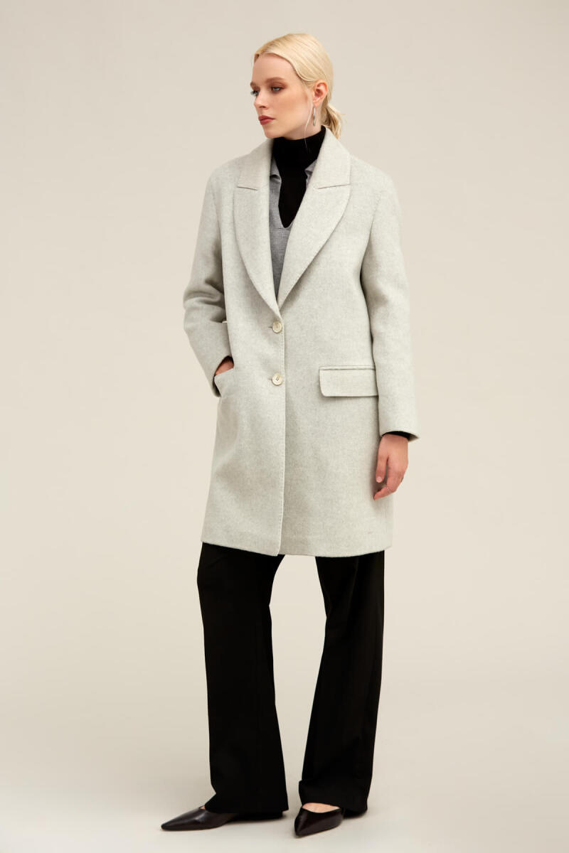 Gri Regular Fit Ceket Yaka Kaşe Oversize Manto - Saykı Woman (1)